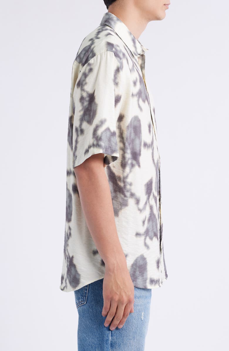 NN07 Freddy 5971 Abstract Floral Short Sleeve Modal Blend Button-Up Shirt, Alternate, color, Ecru Print