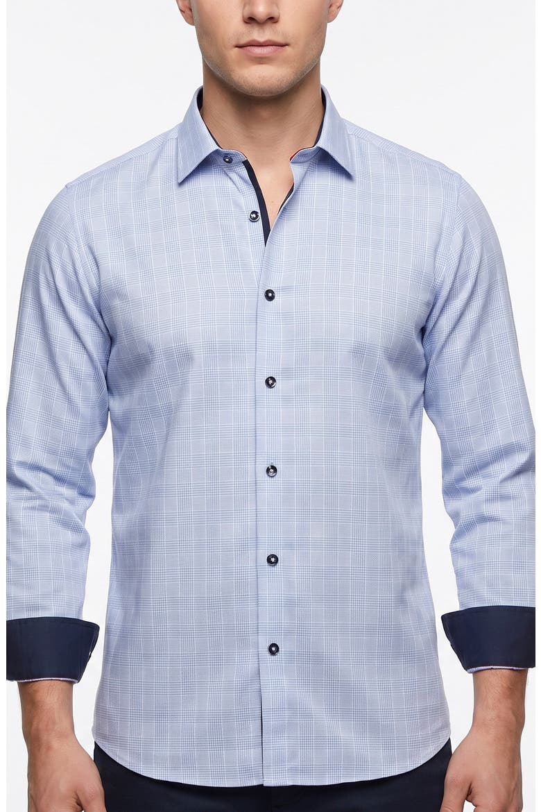 Check Long Sleeve Cotton Shirt, Alternate, color, LT BLUE FANCY CHECK