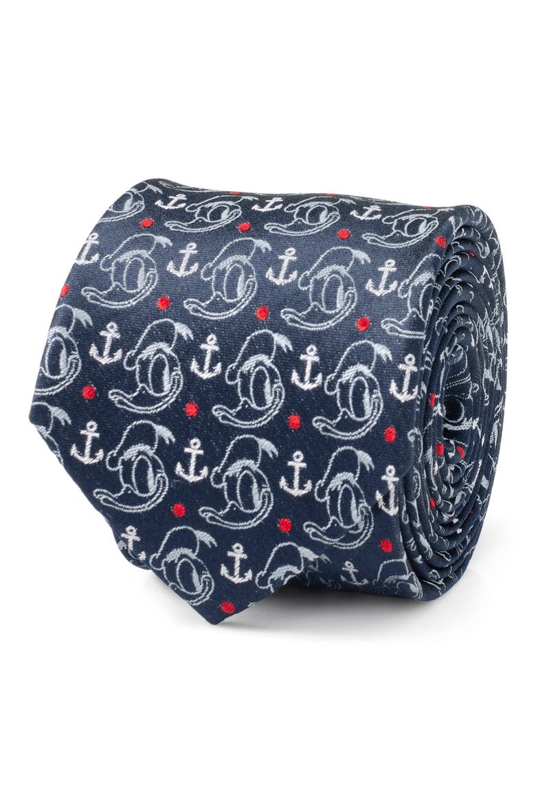 Donald Duck Anchor Silk Tie, Alternate, color, NAVY