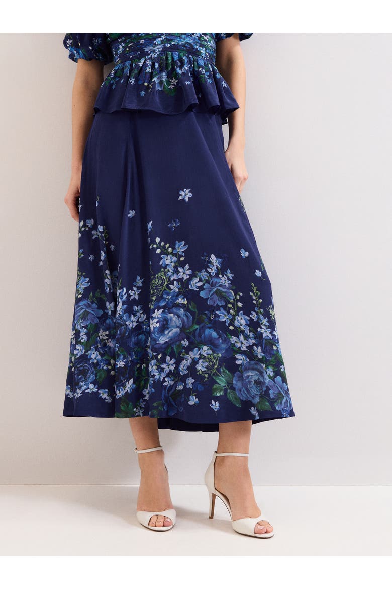 Maeve Floral Skirt, Main, color, Navy