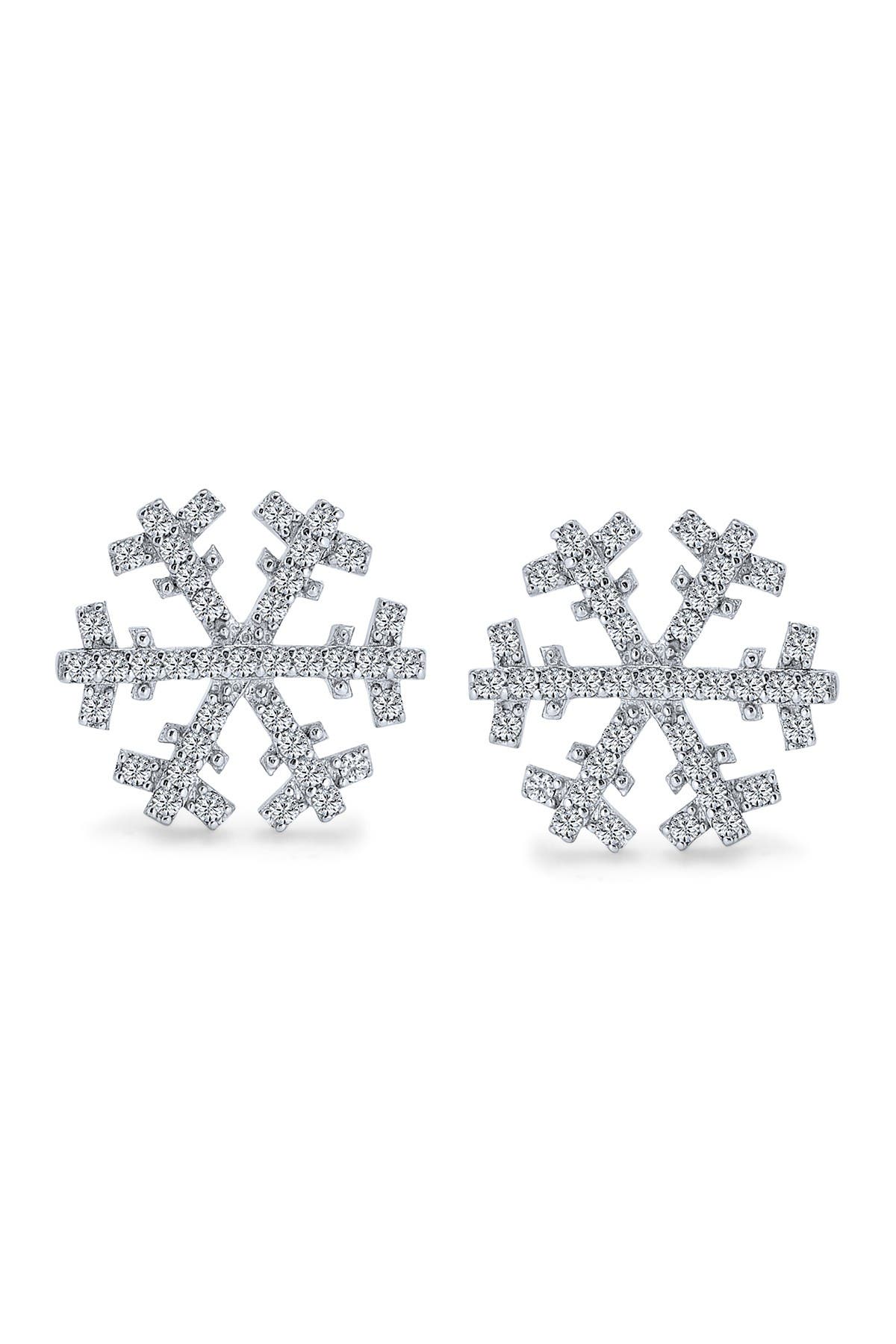 BLING JEWELRY Silver Plated Snowflake Earrings