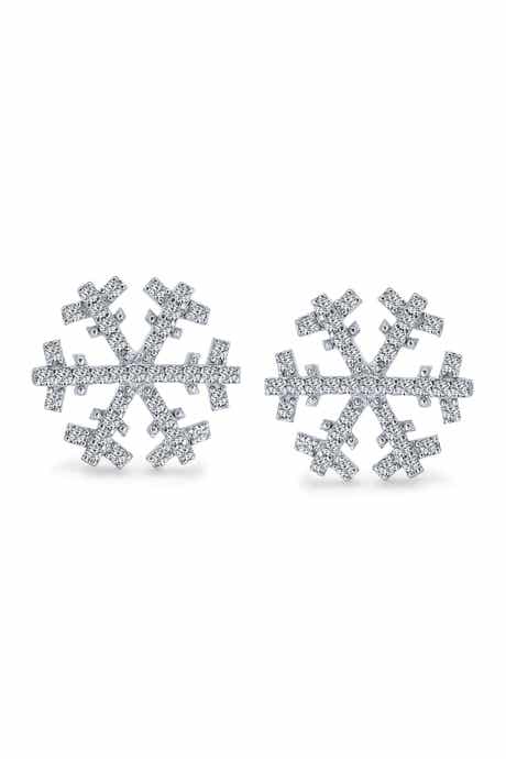 BLING JEWELRY Silver Plated Snowflake Earrings