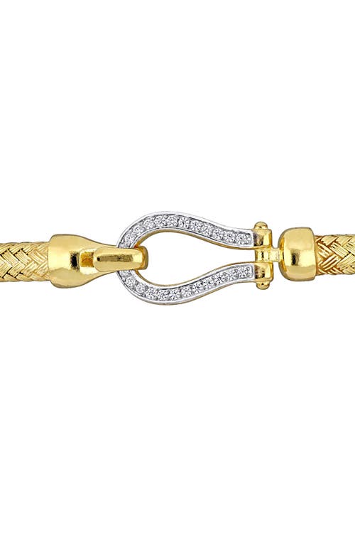 Delmar Two-tone Cubic Zirconia Weave Bracelet In Gold