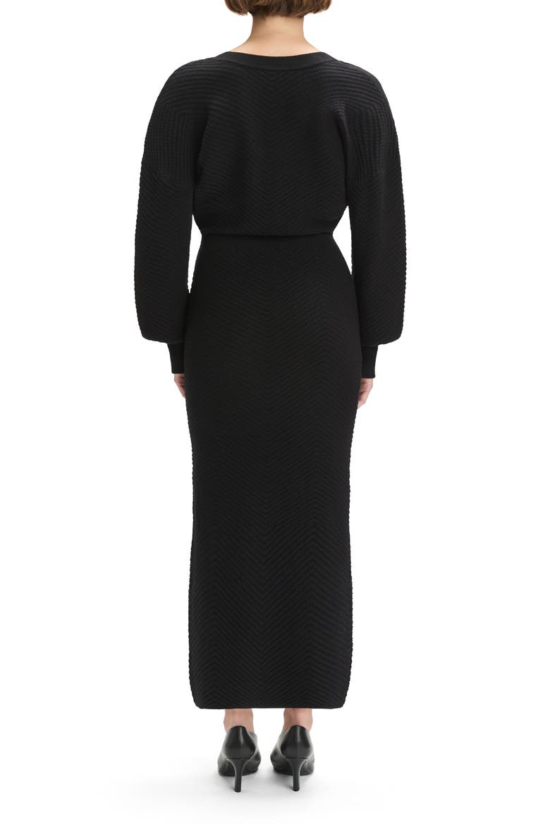 The Ava Long Sleeve Sweater Maxi Dress, Alternate, color, BLACK