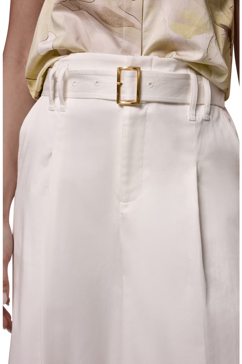 Pleated Wide Leg Crop Stretch Cotton Pants, Alternate, color, CREAM
