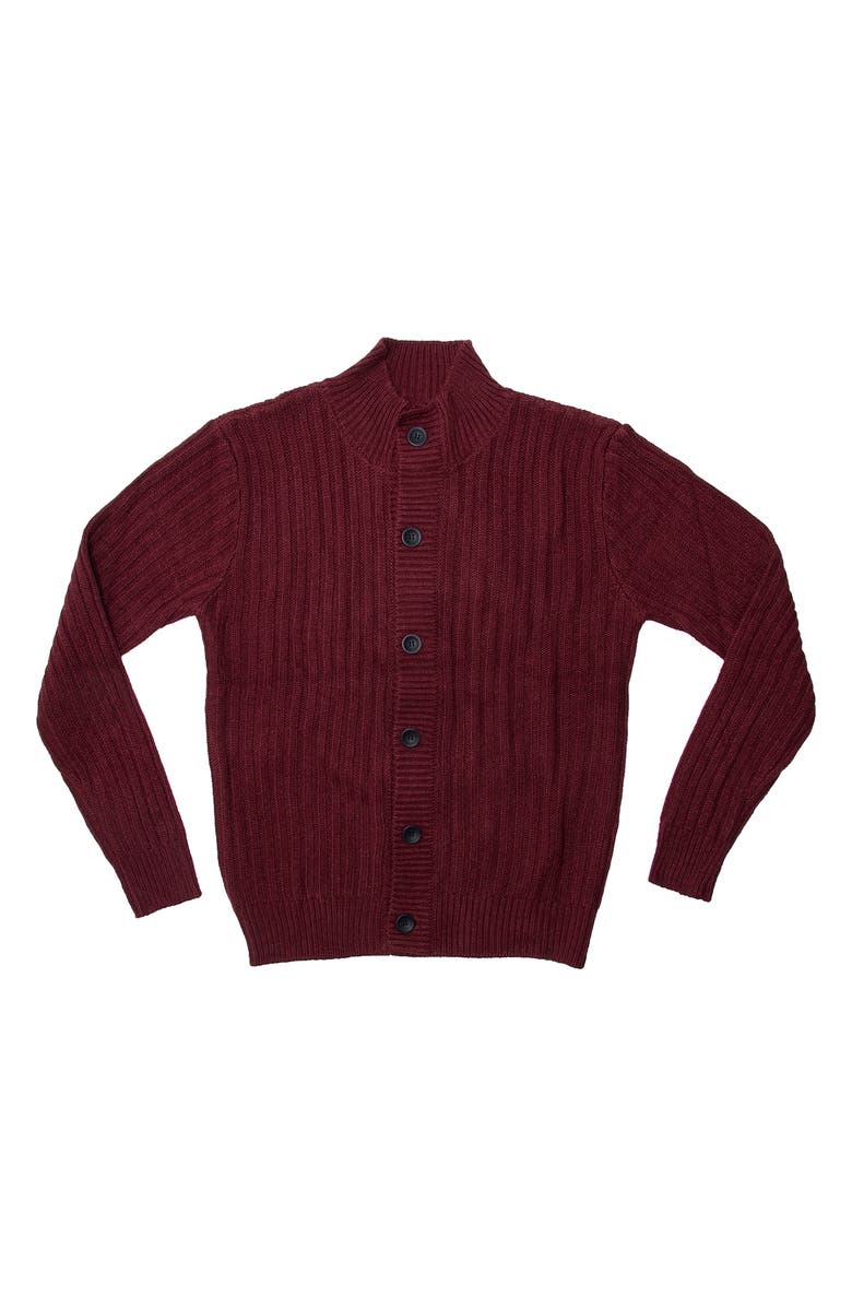 XRAY Stand Collar Cardigan, Alternate, color, Oxblood