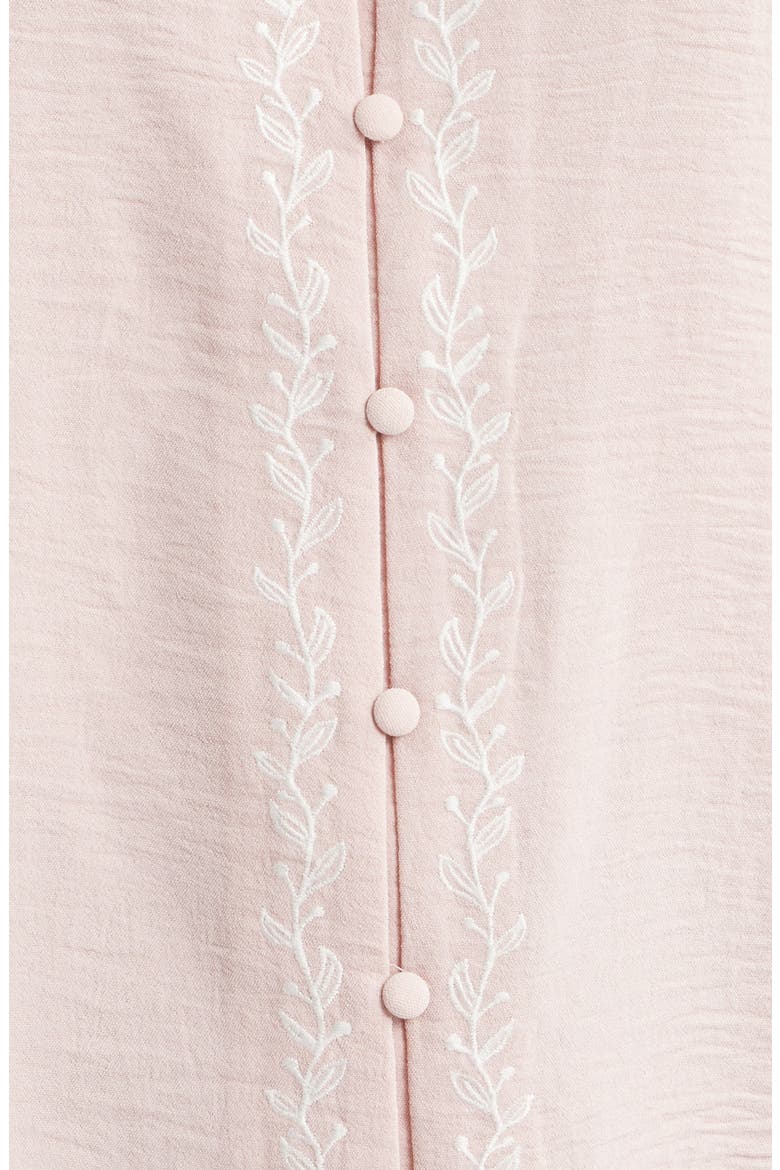 Embroidered Button-Up Top, Alternate, color, DUSTY PINK/ WHITE