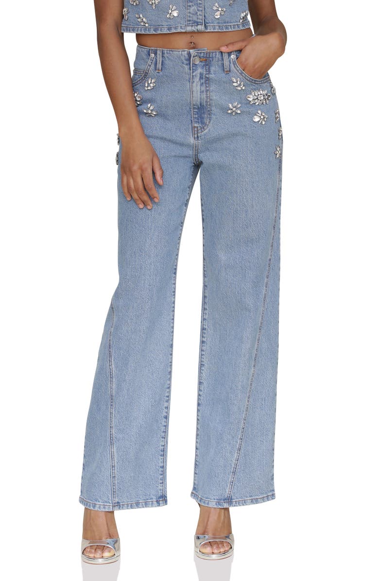 Avec Les Filles Hollywood Embellished Wide Leg Jeans, Main, color, Nikki Wash