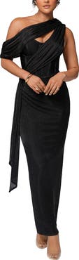 JLUXLABEL Metallic Celestina Draped Maxi Dress
