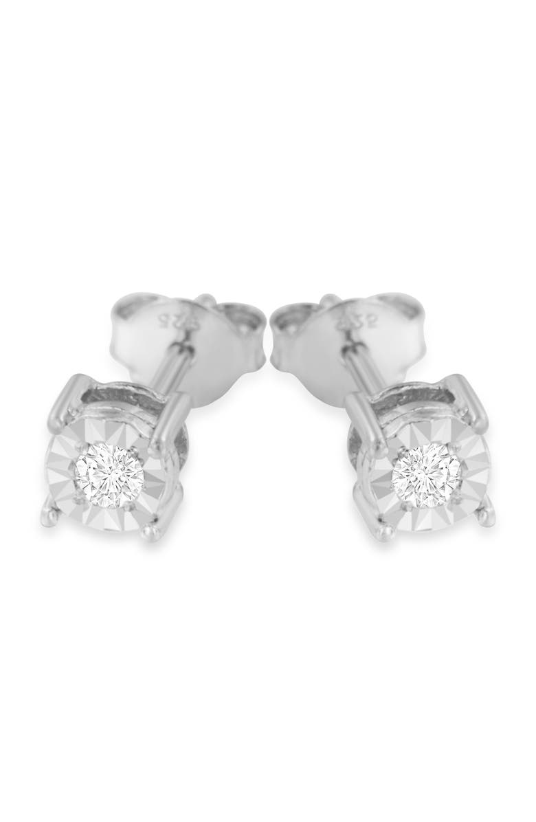 Haus of Brilliance Silver 1/5 Ct Diamond Miracle-Set Stud Earrings, Alternate, color, White