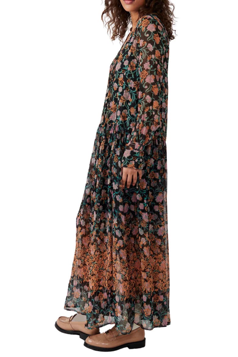 See It Through Floral Long Sleeve Maxi Dress, Alternate, color, BLACK COMBO