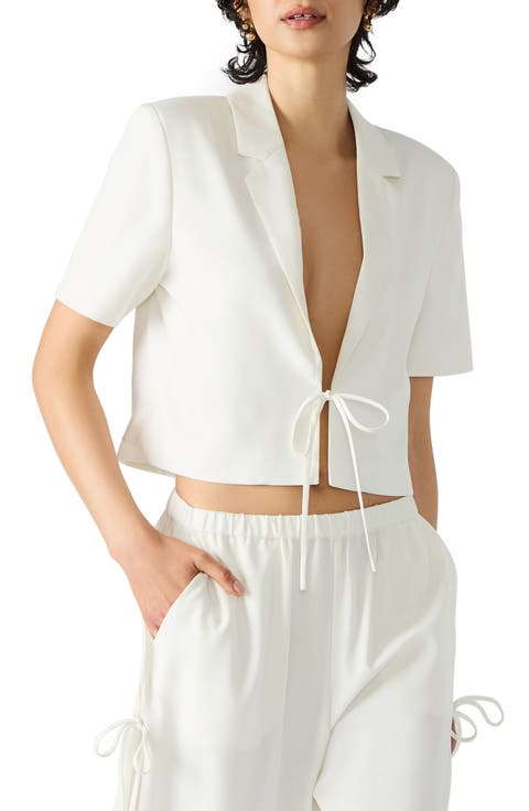 Fia Tie Front Short Sleeve Crop Blazer