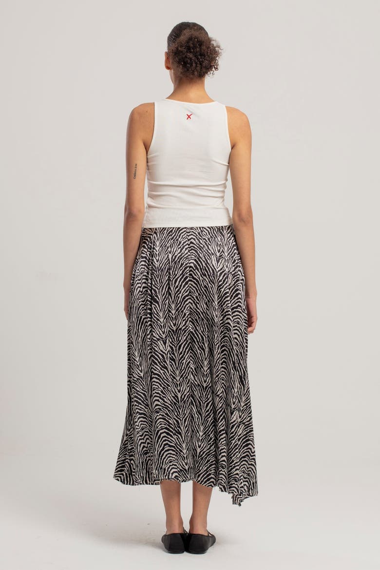 Pure Silk Zebra Long Skirt, Alternate, color, black