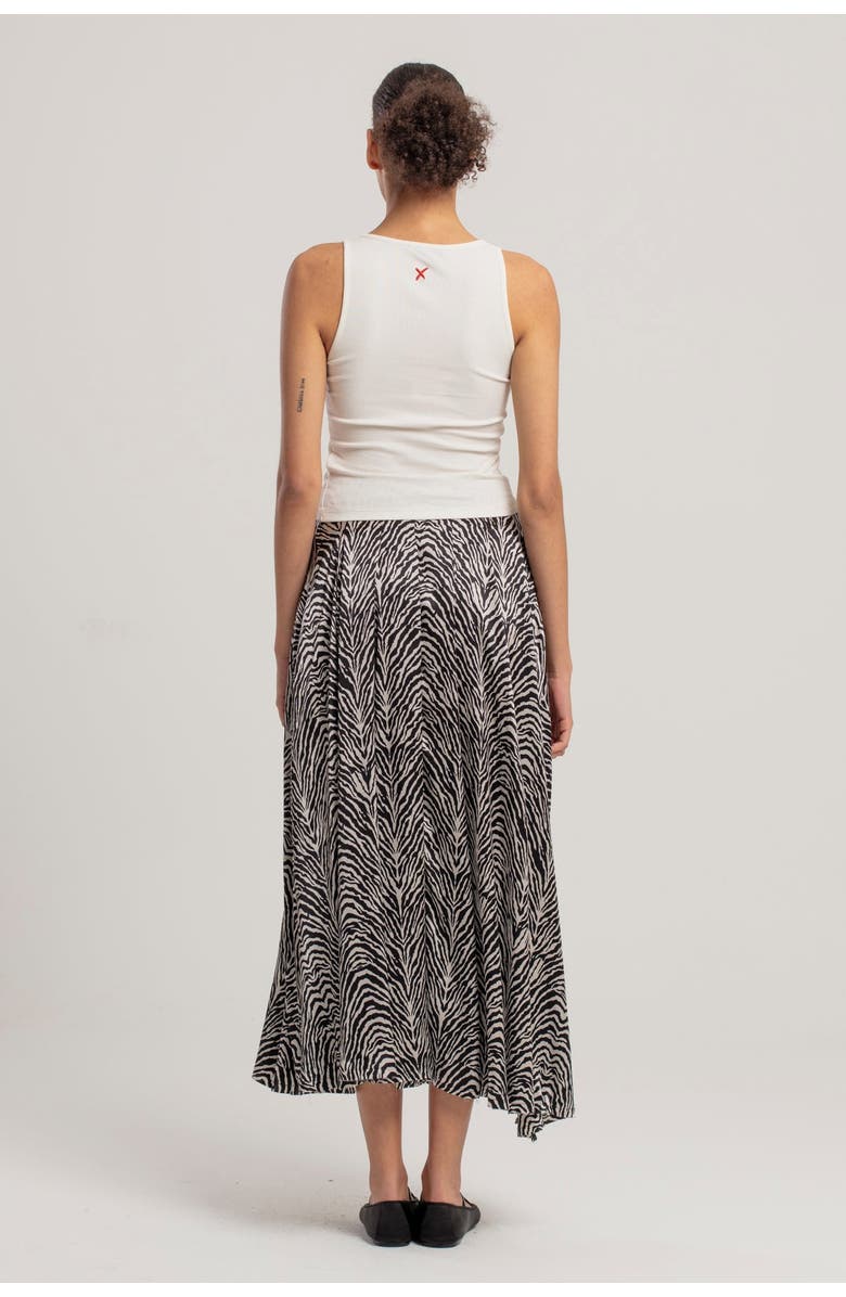 PCFG Pure Silk Zebra Long Skirt, Alternate, color, Black