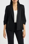AK ANNE KLEIN Ruched Sleeve Shawl Collar Jacket