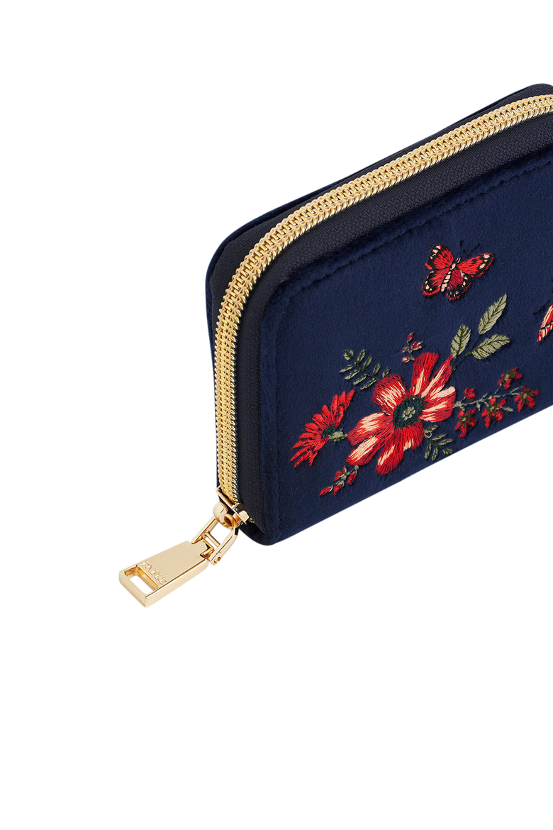 Floral Velvet Purse Small, Alternate, color, Navy