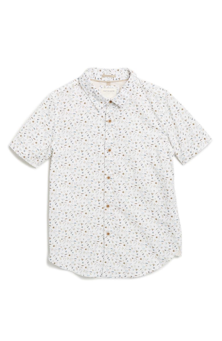 DENIM AND FLOWER Kids' Floral Short Sleeve Button-Up Shirt, Main, color, 