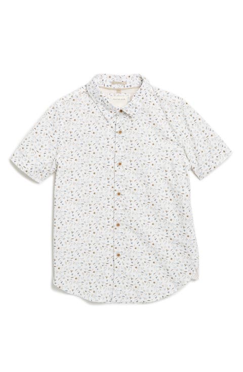 Kids' Floral Short Sleeve Button-Up Shirt (Big Kid)