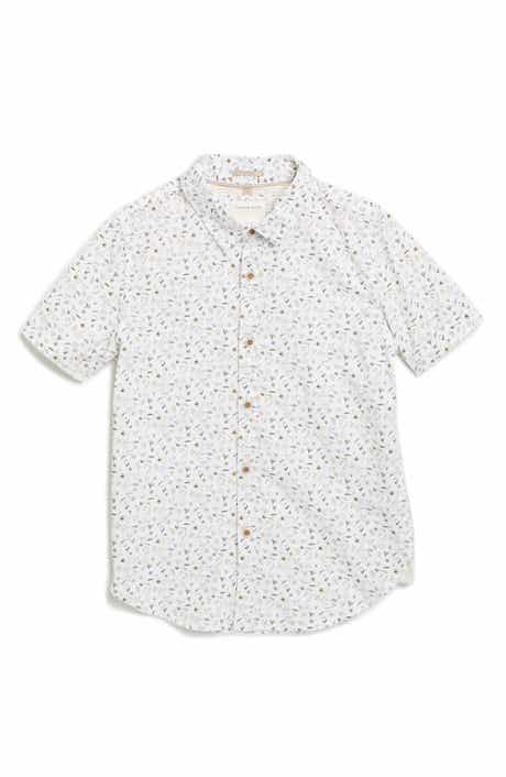 DENIM AND FLOWER Kids' Floral Short Sleeve Button-Up Shirt