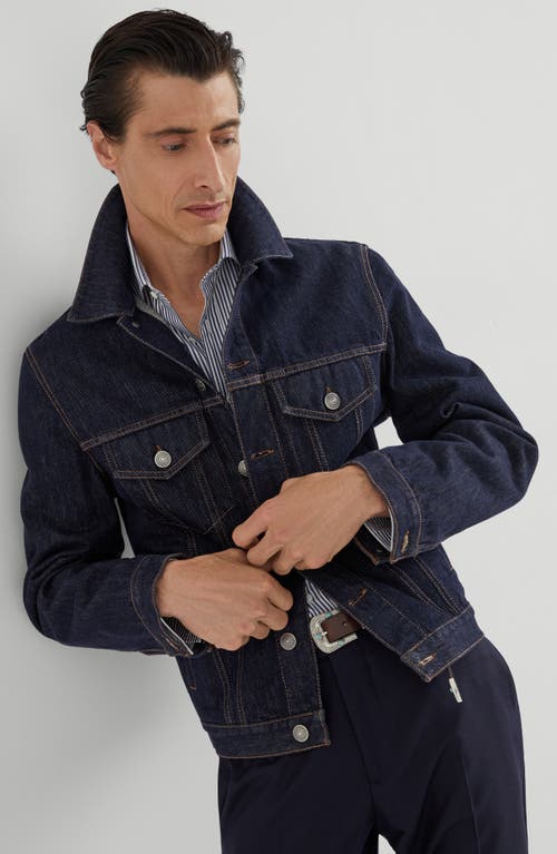 Brunello Cucinelli Striped Cotton Shirt With Button-down Collar In Blue