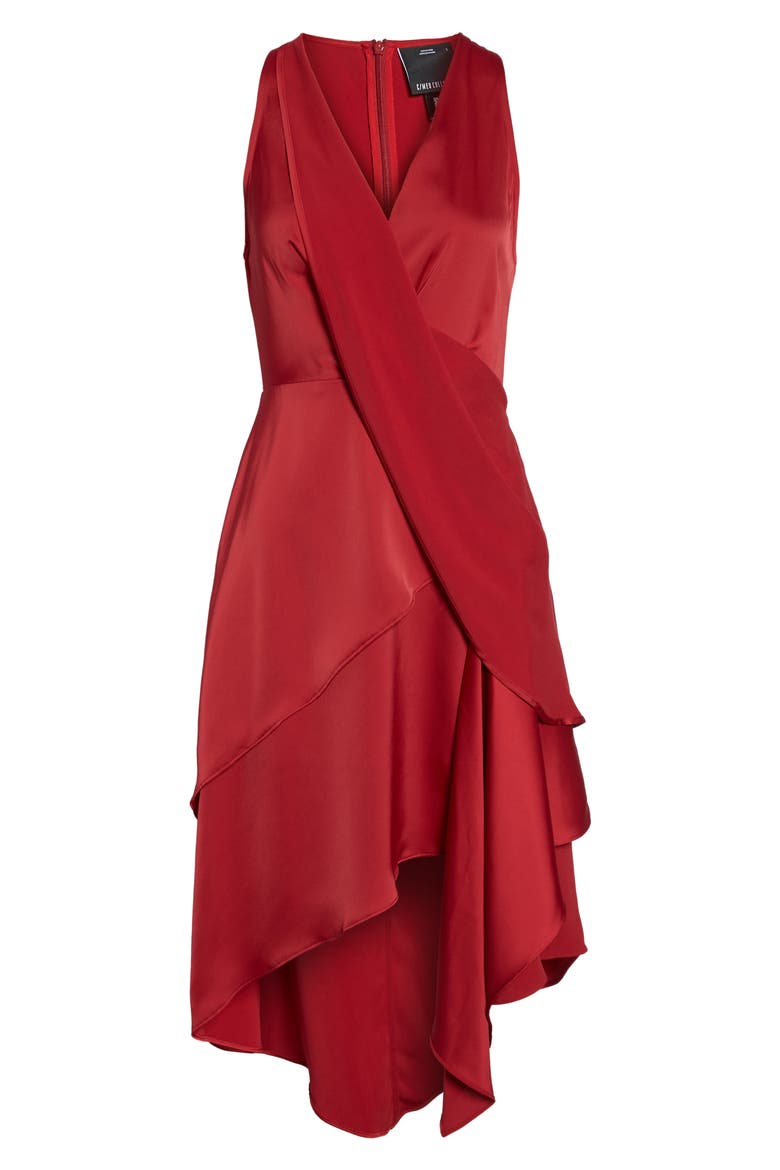 Influential Asymmetrical Tiered Dress, Alternate, color, CRIMSON