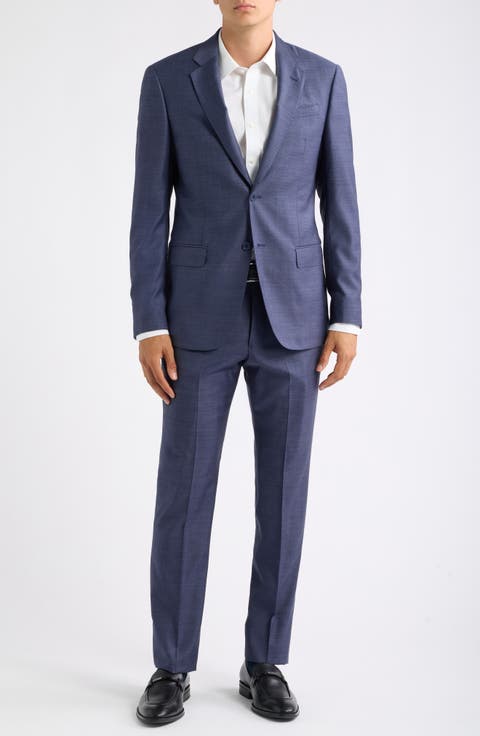 Solid Blue Melange Virgin Wool Suit