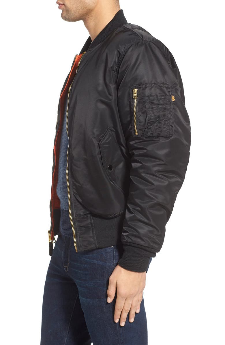 Alpha Industries MA-1 Reversible Bomber Jacket, Alternate, color, Black