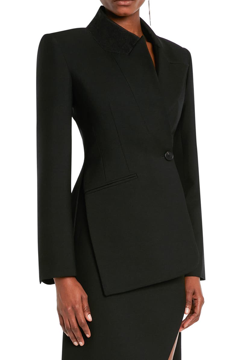 McQueen Asymmetric Wool & Mohair Blazer, Alternate, color, 