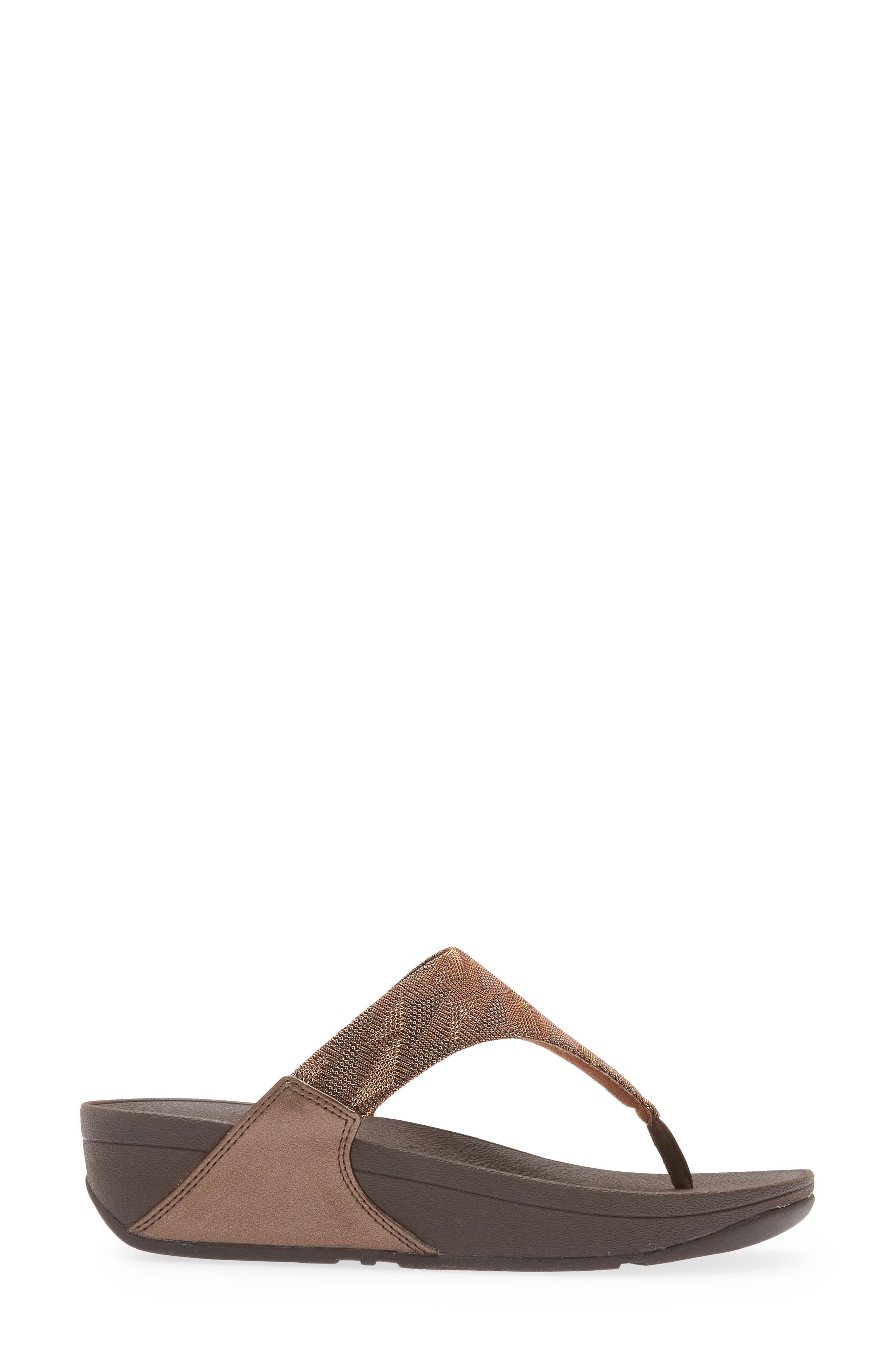 Lulu Glitz Toe Post Sandal, Alternate, color, CHOCOLATE METALLIC