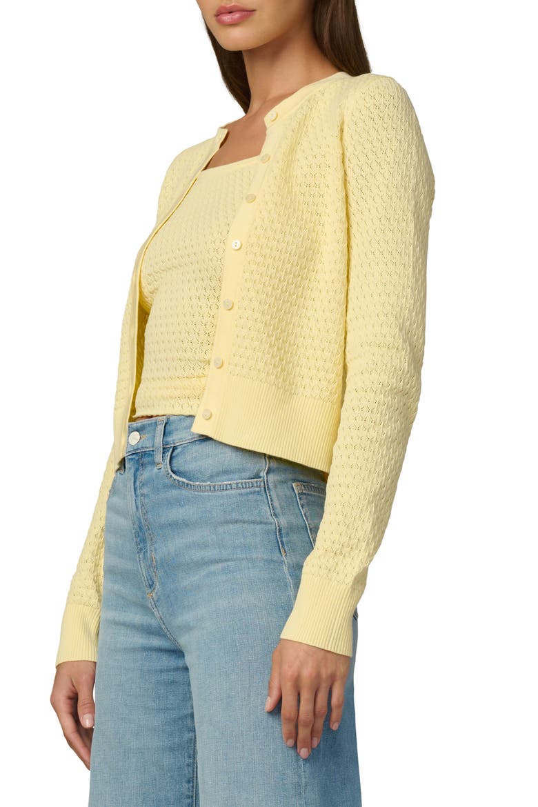 The Pointelle Dani Cardigan, Alternate, color, SUNSHINE