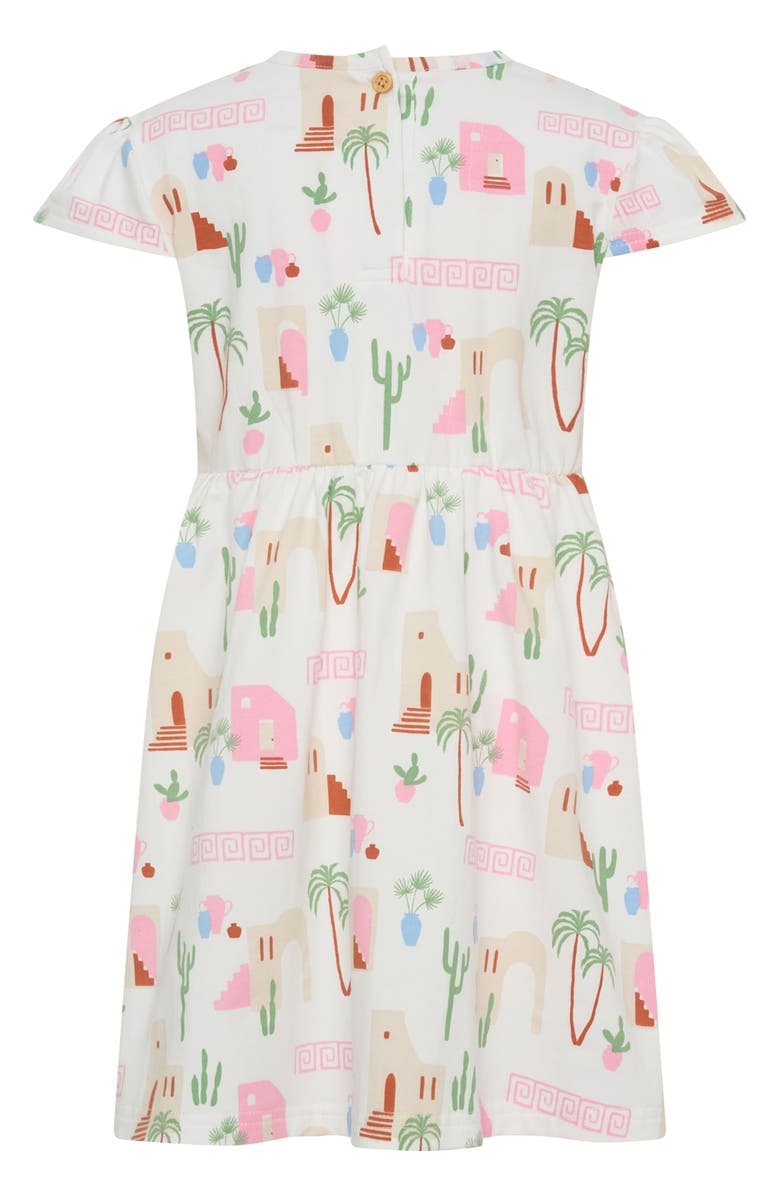 TINY TRIBE Kids' Mediterranean Print Cap Sleeve Cotton Dress, Alternate, color, Cream Multi