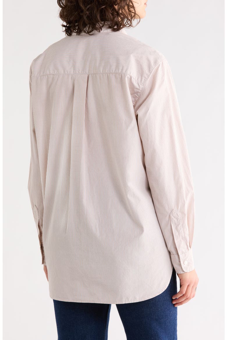 Striped Relaxed Fit Cotton Button-Up Shirt, Alternate, color, TAN MINI WHITE STRIPE