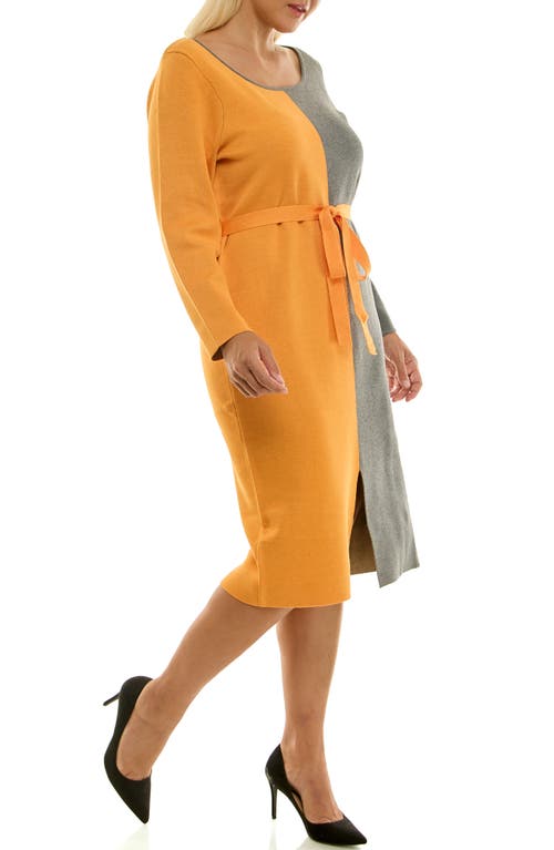 Nina Leonard Boat Neck Long Sleeve Colorblock Sweater Dress In Multi