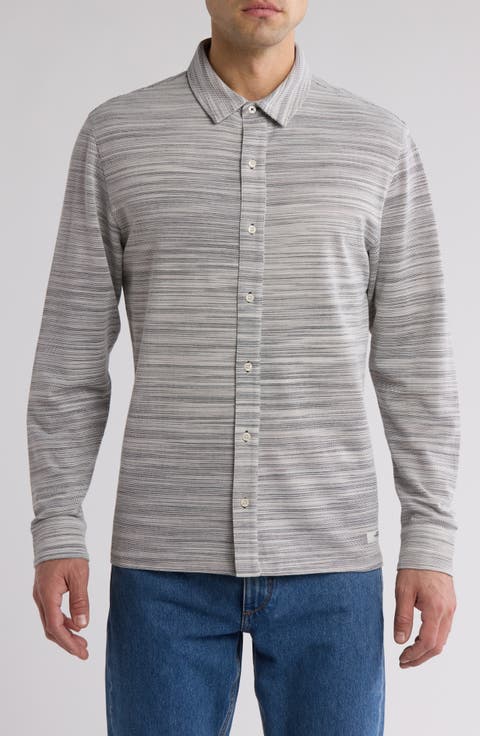 Classic Fit Space Dye Piqué Button-Up Shirt