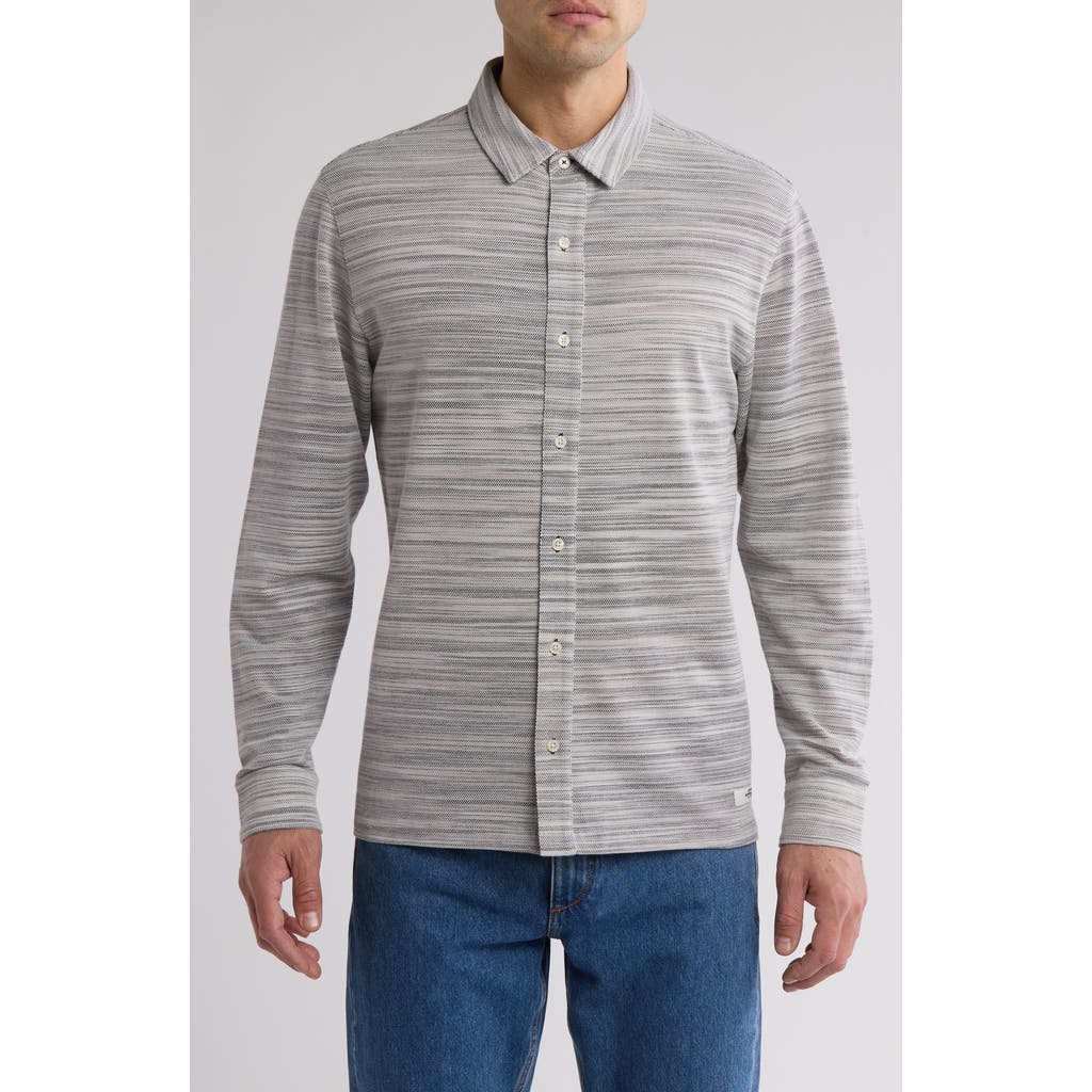 Scotch & Soda Classic Fit Space Dye Piqué Button-up Shirt In White/pastel
