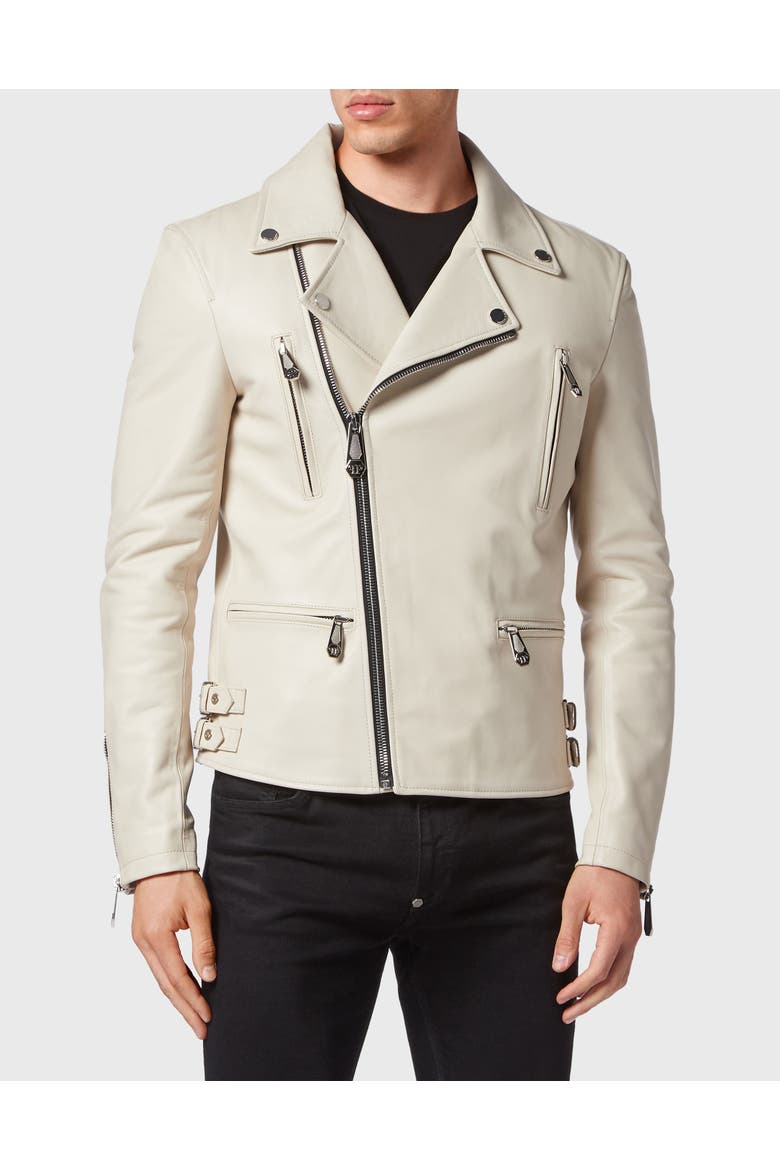 Leather Jacket Gothic Plein Men, Main, color, beige