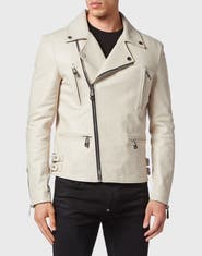 PHILIPP PLEIN Leather Jacket Gothic Plein Men