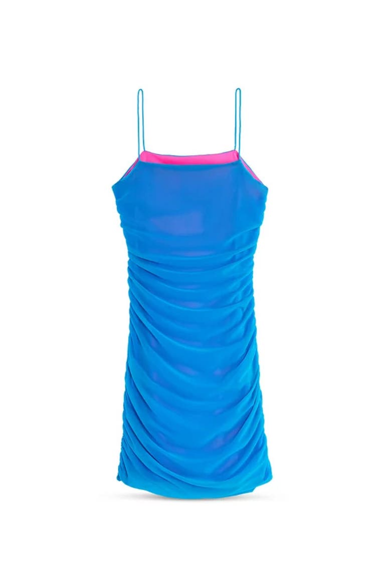 Liv Blue Pink Reversible Mesh Cut Out Dress, Main, color, Blue & Neon Pink