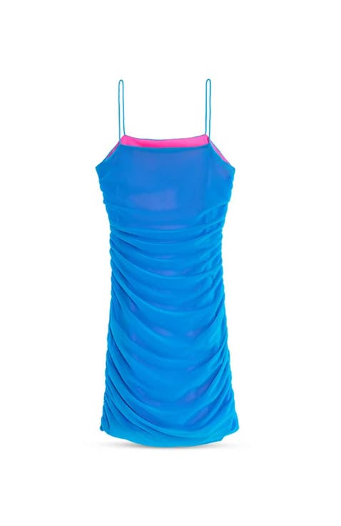 Liv Blue Pink Reversible Mesh Cut Out Dress