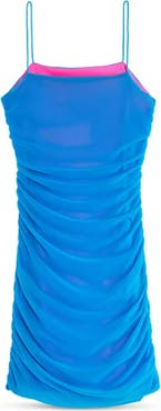 Theme Liv Blue Pink Reversible Mesh Cut Out Dress
