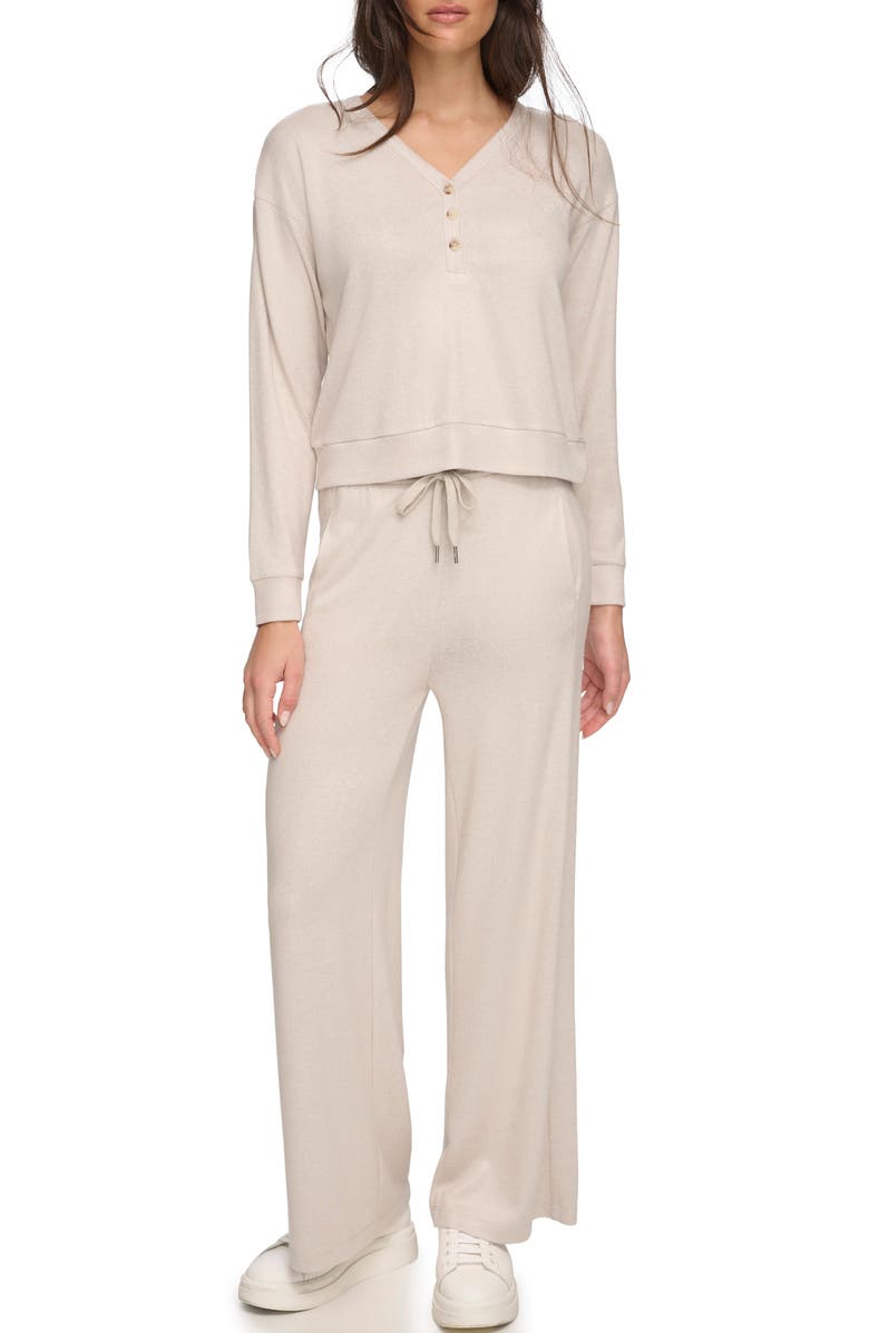 Andrew Marc Sport Hacci Wide Leg Drawstring Pants, Alternate, color, Twine