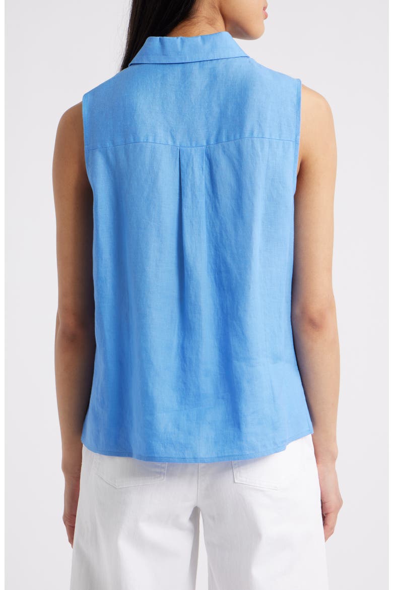 Classic Sleeveless Organic Linen Button-Up Shirt, Alternate, color, ULTMA
