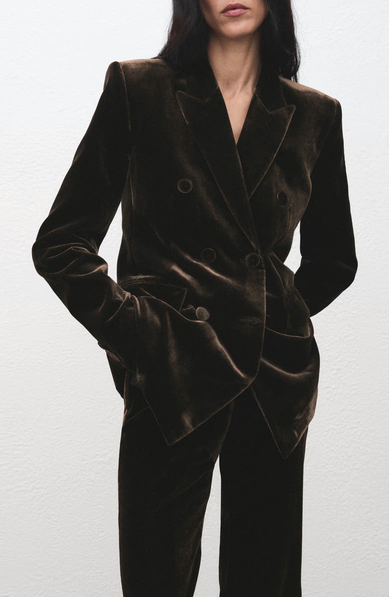 MANGO Velvet Flare Leg Pants, Alternate, color,