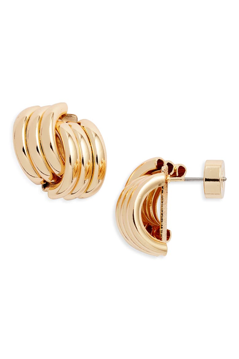 Double Rib Twist Stud Earrings, Main, color, GOLD
