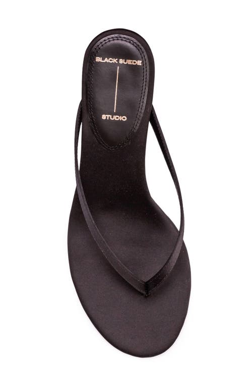 Black Suede Studio Tash Fabric Thong Slide Sandals In Black Satin
