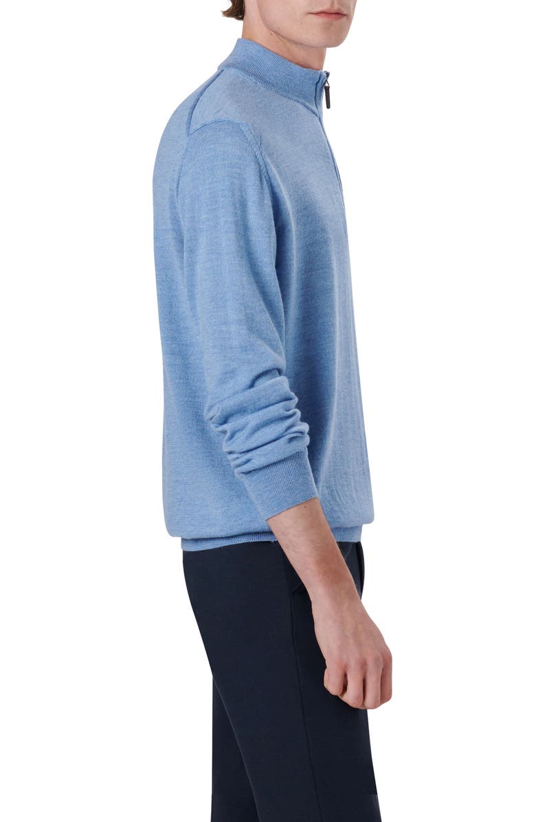 Bugatchi Water Repellent Merino Wool Quarter-Zip Pullover, Alternate, color, Air Blue