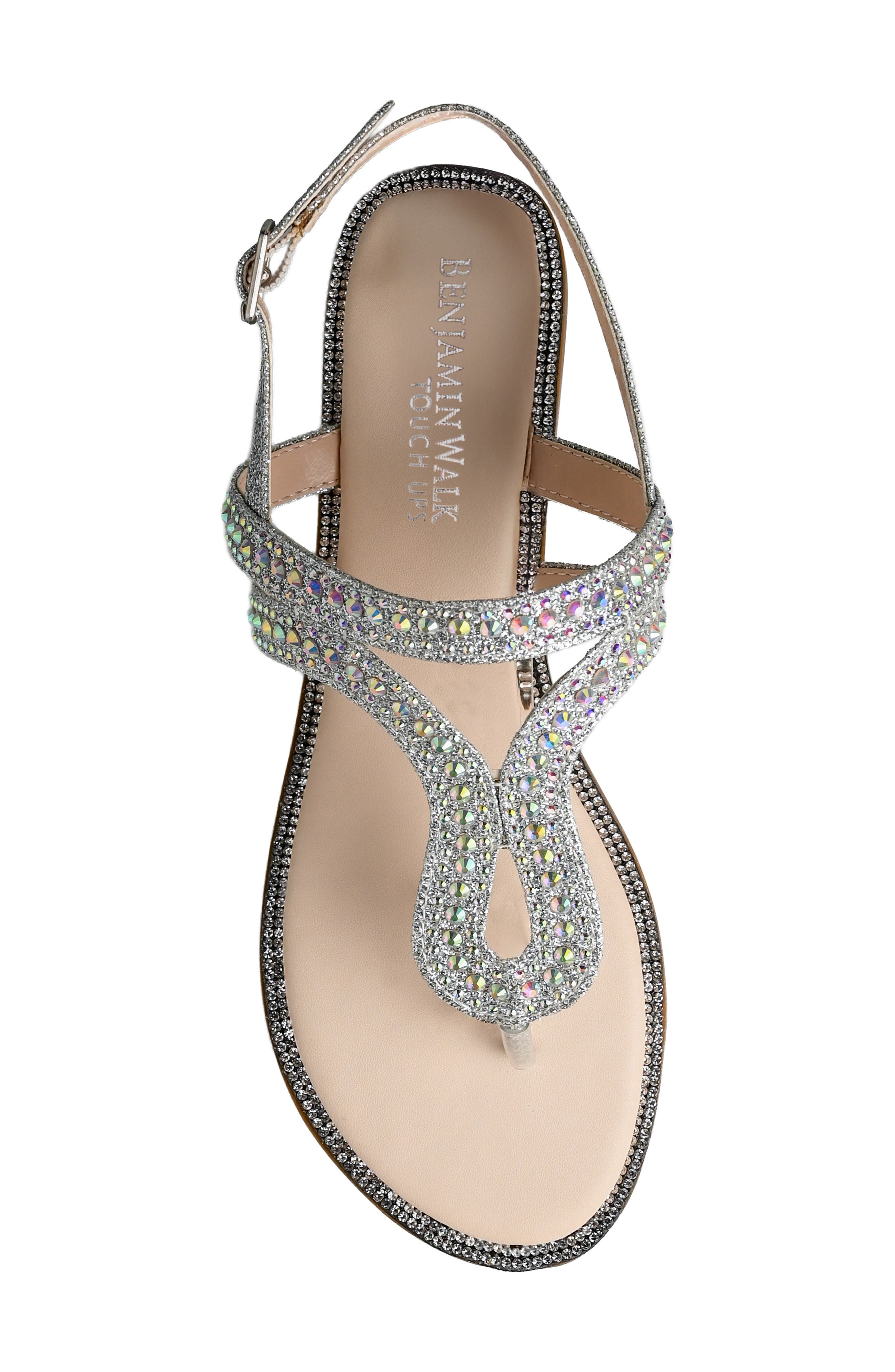 Jeweled Flat Thong Sandal, Alternate, color, SILVER
