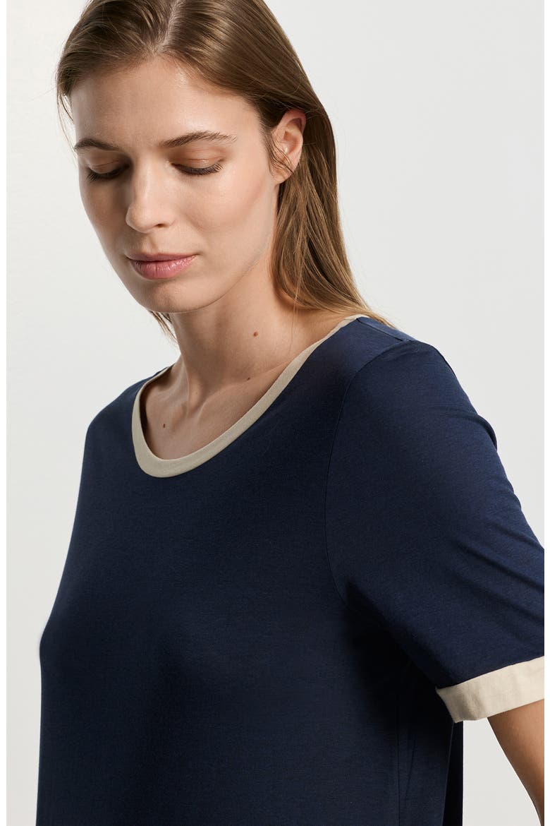 Laura Short Sleeve Cotton & Modal Pajamas, Alternate, color, DEEP NAVY