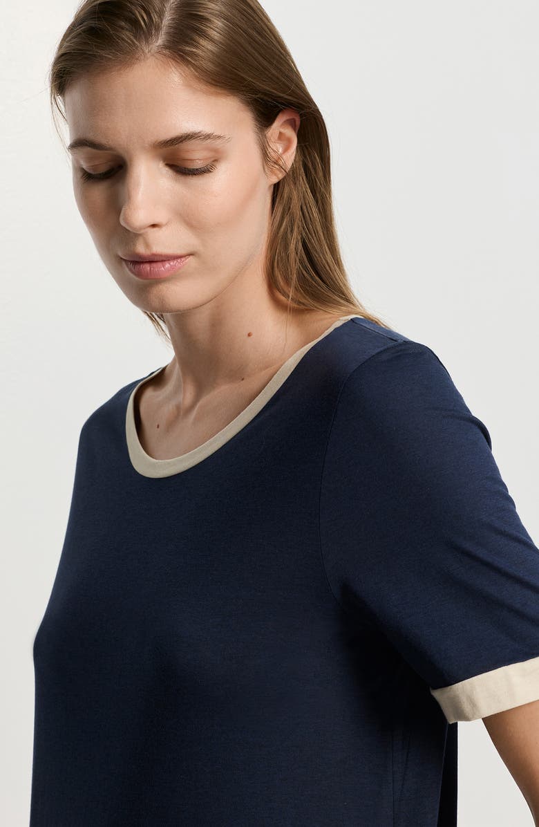 Hanro Laura Short Sleeve Cotton & Modal Pajamas, Alternate, color, Deep Navy