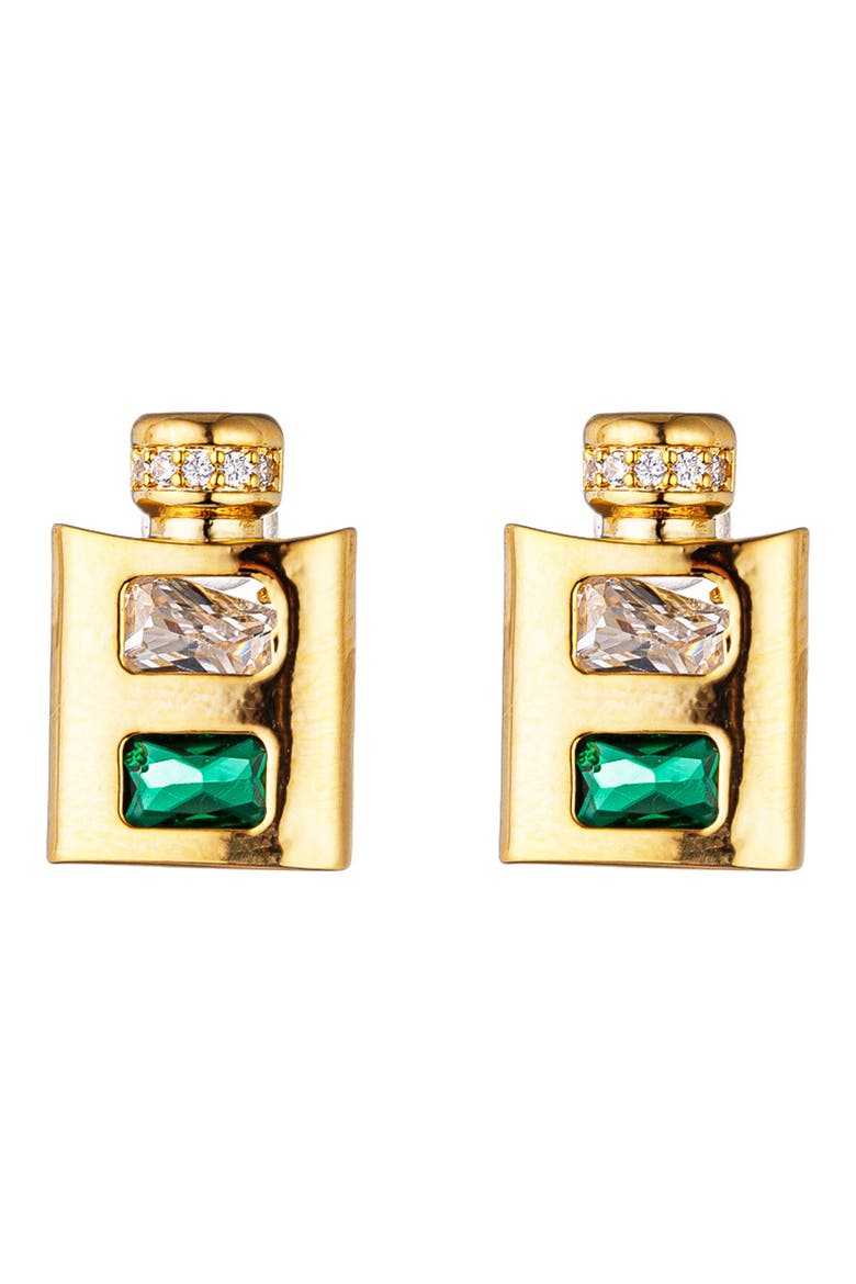 CZ Flask Stud Earrings, Main, color, GOLD